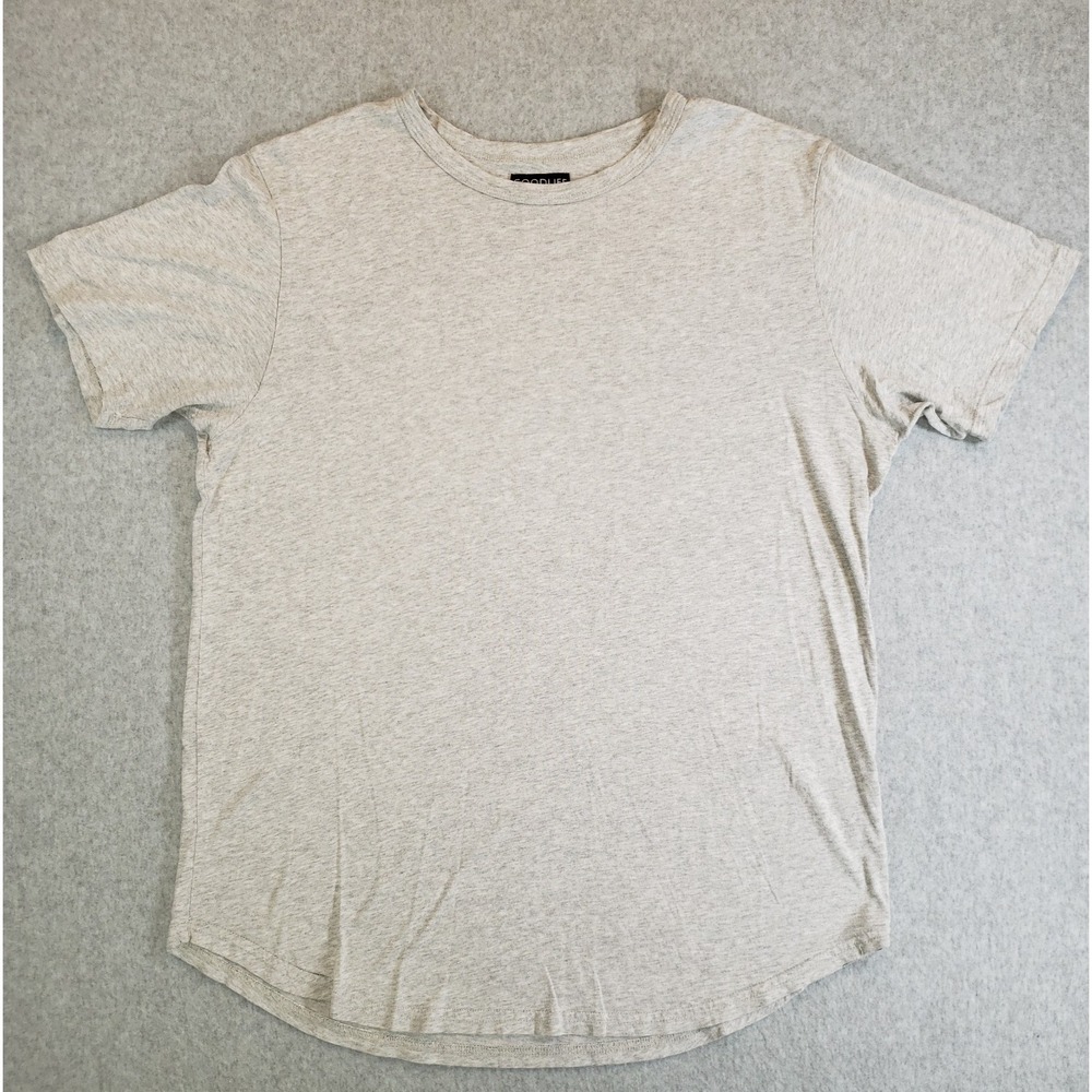 Goodlife Scallop Hem T-Shirt Sz X Large Light Gray Cotton Blend Made in USA